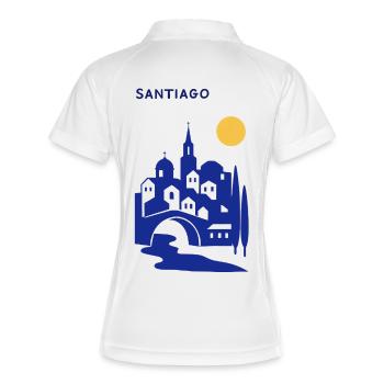 Santiago Silhouette am Abend - Frauen Polo atmungsaktiv - Weiß/Navy - Hinten