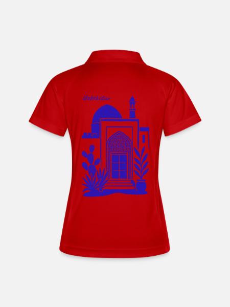 Uzbekistan Architecture Blue Silhouette - Women's Polo breathable - white/navy