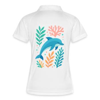 Dolphin dream in the Coral Sea - Women's Polo breathable - white/navy - Back