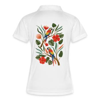 Tropical parrots in the blossom forest - Women's Polo breathable - white/navy - Back