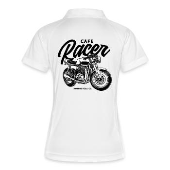 Croquis moto monochrome - Polo respirant Femme - blanc/marine - Dos
