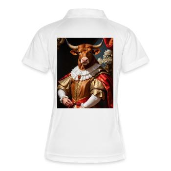 Majestätischer Stier – König des Barocks - Frauen Polo atmungsaktiv - Weiß/Navy - Hinten