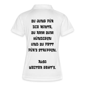 Sarcasm shirt: Pension? Quit? Stripping? Nope. - Women's Polo breathable - white/navy - Back