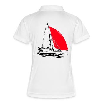 29er Jugend Segelboot Segeljolle Regatta segeln - Frauen Polo atmungsaktiv - Weiß/Navy - Hinten