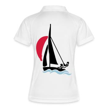 Jugend Segeljolle (420er 470er 505er) Segelboot - Frauen Polo atmungsaktiv - Weiß/Navy - Hinten