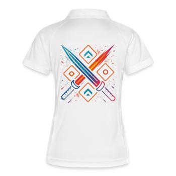 Gaming Schwerter Neon - Frauen Polo atmungsaktiv - Weiß/Navy - Hinten