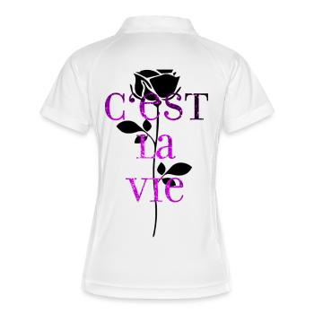 C'est La Vie mood vibe - Frauen Polo atmungsaktiv - Weiß/Navy - Hinten