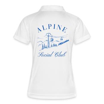 Alpine Social Club Après Ski Shirt Skifahren Berge - Frauen Polo atmungsaktiv - Weiß/Navy - Hinten