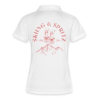 Apres Ski Skiurlaub Girlstrip Skifahren Geschenk - Frauen Polo atmungsaktiv - Weiß/Navy - Hinten
