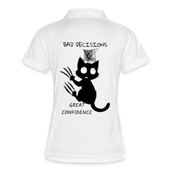 Chaton noir aux grands yeux - Polo respirant Femme - blanc/marine - Dos