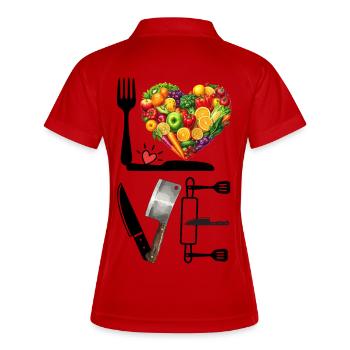 Fruit Heart: Kitchen Love in Farbe - Frauen Polo atmungsaktiv - Weiß/Navy - Hinten