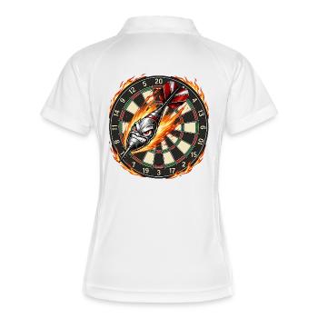 Flèche enflammée rencontre la cible de fléchettes - Polo respirant Femme - blanc/marine - Dos