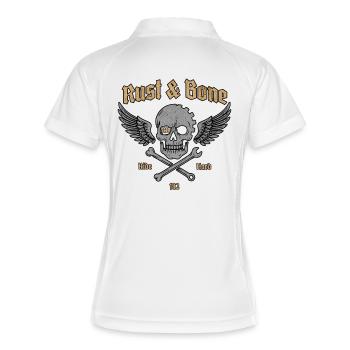 Conception de l’aile de crâne de moto en os de rouille - Polo respirant Femme - blanc/marine - Dos