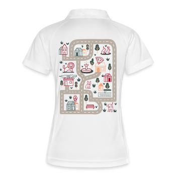 Sentier Carte Village Coloré Monde - Polo respirant Femme - blanc/marine - Dos