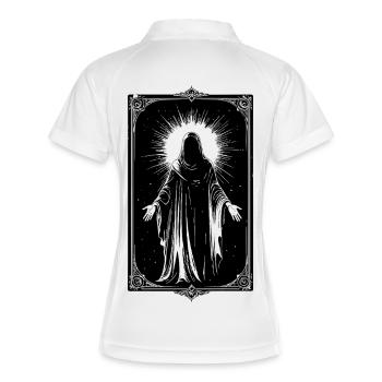 Figure sacrée en silhouette - Polo respirant Femme - blanc/marine - Dos