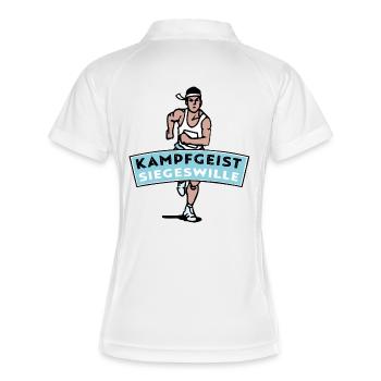 Kampfgeist Siegeswille - Marathonläufer - Frauen Polo atmungsaktiv - Weiß/Navy - Hinten