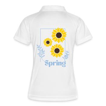 Spring Sonnenblumen Shirt - Frauen Polo atmungsaktiv - Weiß/Navy - Hinten