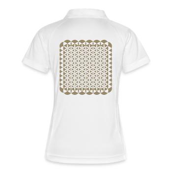 Geometrisches Flower Of Life Mosaikmuster - Frauen Polo atmungsaktiv - Weiß/Navy - Hinten