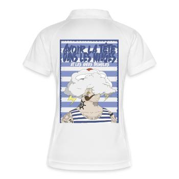 Nuage et tatouages marins - Polo respirant Femme - blanc/marine - Dos