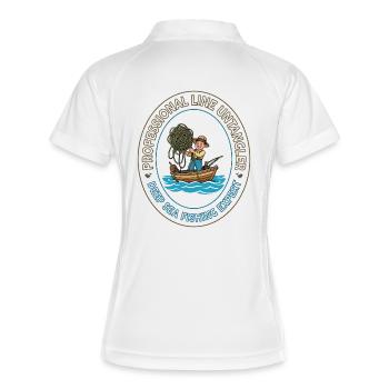 Emblème de l’expert en pêche en haute mer - Polo respirant Femme - blanc/marine - Dos