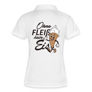 Ohne Fleiß kein Eis - Frauen Polo atmungsaktiv - Weiß/Navy - Hinten