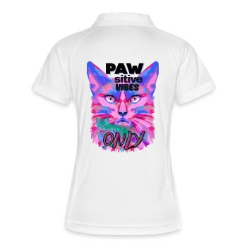Sigura design PAW Positive Vibes Cat - Frauen Polo atmungsaktiv - Weiß/Navy - Hinten