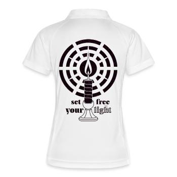 Dark Magenta Glow – Minimalist Art Deco Candle - Women's Polo breathable - white/navy - Back