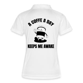 A coffee a day - Frauen Polo atmungsaktiv - Weiß/Navy - Hinten