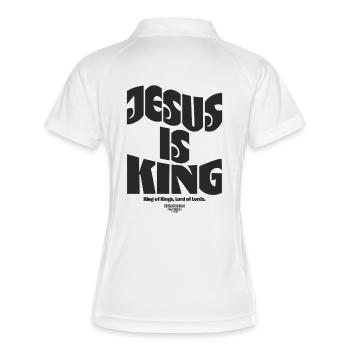 Jesus Is King Christlich Bibelvers Glaube - Frauen Polo atmungsaktiv - Weiß/Navy - Hinten