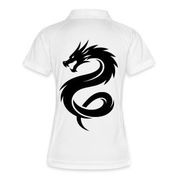 Asiatischer Drache - Frauen Polo atmungsaktiv - Weiß/Navy - Hinten
