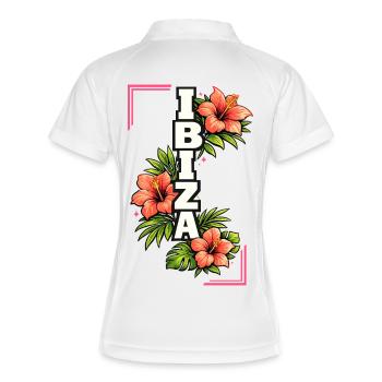 Ibiza Hibiskus Sommer Vibes tropisch floral - Frauen Polo atmungsaktiv - Weiß/Navy - Hinten