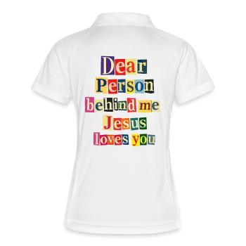 Jésus t’aime, message positif - Polo respirant Femme - blanc/marine - Dos