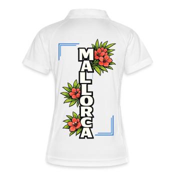 Mallorca Schriftzug mit Blumen und Sommerfeeling - Frauen Polo atmungsaktiv - Weiß/Navy - Hinten