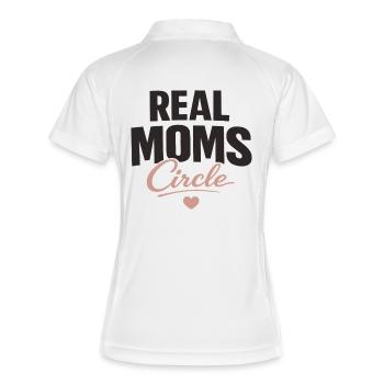 Typographie de Real Moms Circle pour mamans fortes - Polo respirant Femme - blanc/marine - Dos