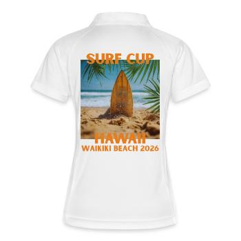 Hawaii Waikiki Surf Cup 2026 - Frauen Polo atmungsaktiv - Weiß/Navy - Hinten