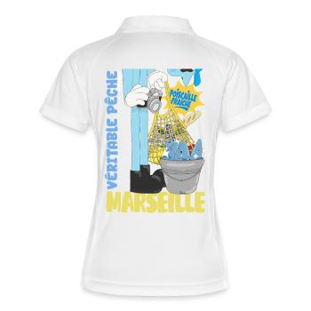 Marseille Poiscaille Fraîche Cartoon - Polo respirant Femme - blanc/marine - Dos