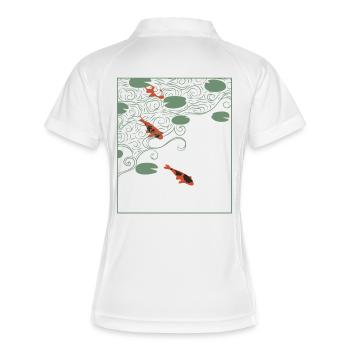 Carpe koi de style wabi-sabi - Polo respirant Femme - blanc/marine - Dos