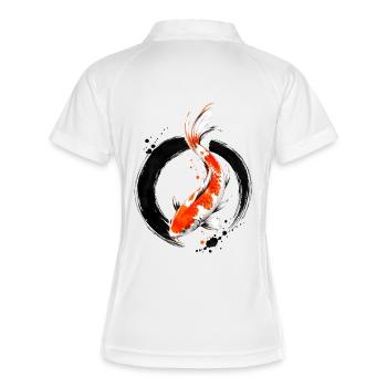 Zen Koi Ink Circle - Frauen Polo atmungsaktiv - Weiß/Navy - Hinten