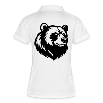 Angry Bear Head - Frauen Polo atmungsaktiv - Weiß/Navy - Hinten