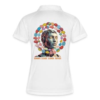 Magie cérébrale de l’IA en orbite colorée - Polo respirant Femme - blanc/marine - Dos
