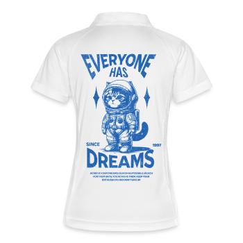 Jeder hat Träume - Katze im Astronautenkostüm - Frauen Polo atmungsaktiv - Weiß/Navy - Hinten
