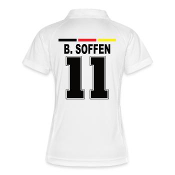 Deutschland Sauf Trikot Mallorca Party B. SOFFEN - Frauen Polo atmungsaktiv - Weiß/Navy - Hinten