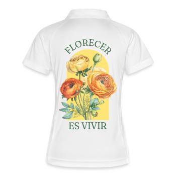 Florale Ranunkeln - Frauen Polo atmungsaktiv - Weiß/Navy - Hinten
