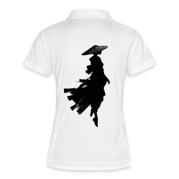 Sorcière en vol silhouette mystique - Polo respirant Femme - blanc/marine - Dos