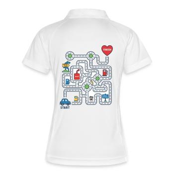Système de navigation pour papa, interaction familiale gratuite - Polo respirant Femme - blanc/marine - Dos