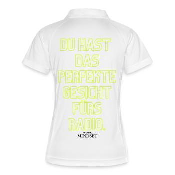 Neon Typo: Du hast das perfekte Gesicht - Frauen Polo atmungsaktiv - Weiß/Navy - Hinten