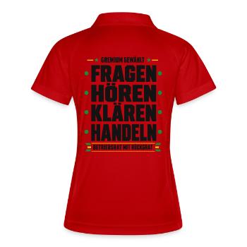 Betriebsrat mit Rückgrat Gremium Statement - Frauen Polo atmungsaktiv - Weiß/Navy - Hinten