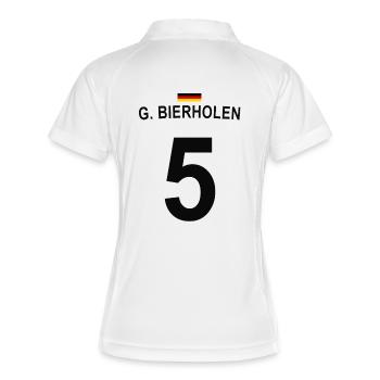 G Bierholen Lustiges Fußball Fan Shirt - Frauen Polo atmungsaktiv - Weiß/Navy - Hinten