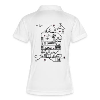 Orientierungslauf [08] [orienteering] [PX] - Frauen Polo atmungsaktiv - Weiß/Navy - Hinten