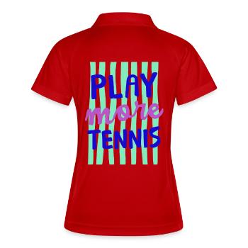 Play More Tennis, Retro Tennis Shirt Hoodie - Frauen Polo atmungsaktiv - Weiß/Navy - Hinten